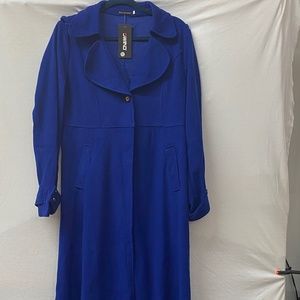 Long royal blue women’s coat